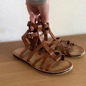 Zara girls brown leather gladiator sandal